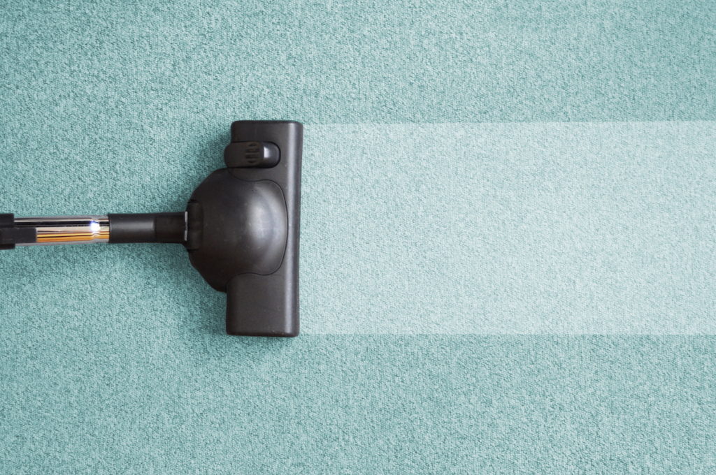 vacuum cleaning blue carpet